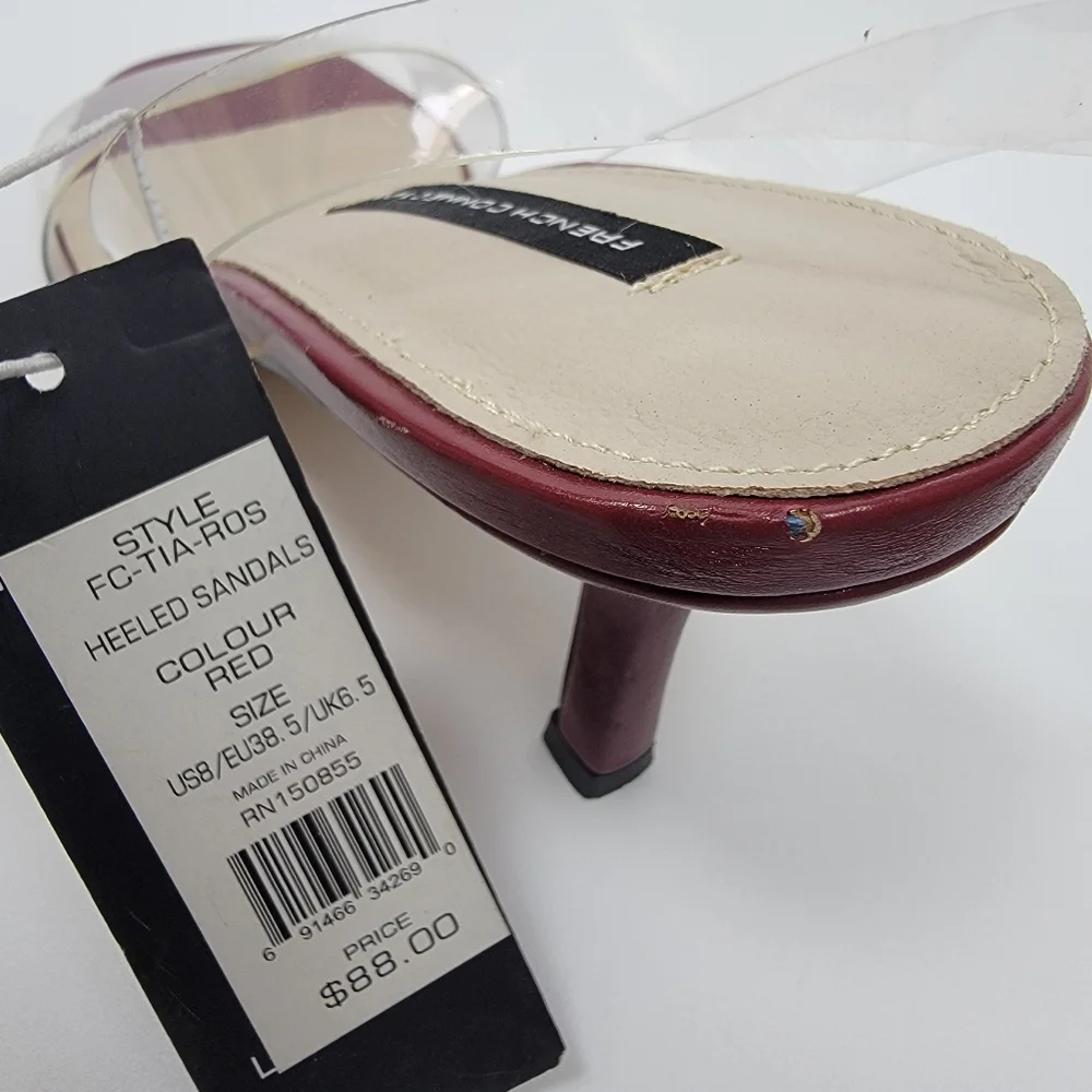 French Connection Womens Tia Heeled Sandal Red Clear Straps Heels Different Sz. - Picture 13 of 15